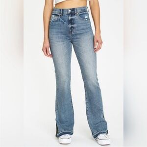 DAZE Denim Go Getter Side Slit Flare Jeans Size 27 in Tough Love
